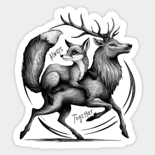 Vixen and Stag Always Journey Together Sticker